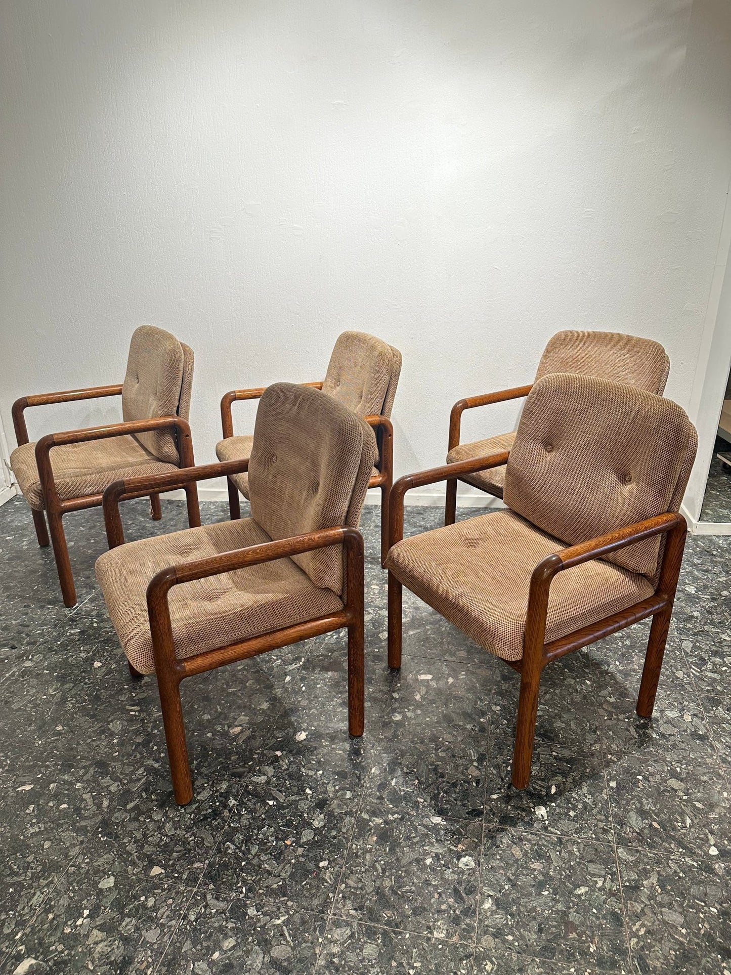 Set of 5 Vintage Dining Chairs – Solid Pine, Organic Design - Lattico