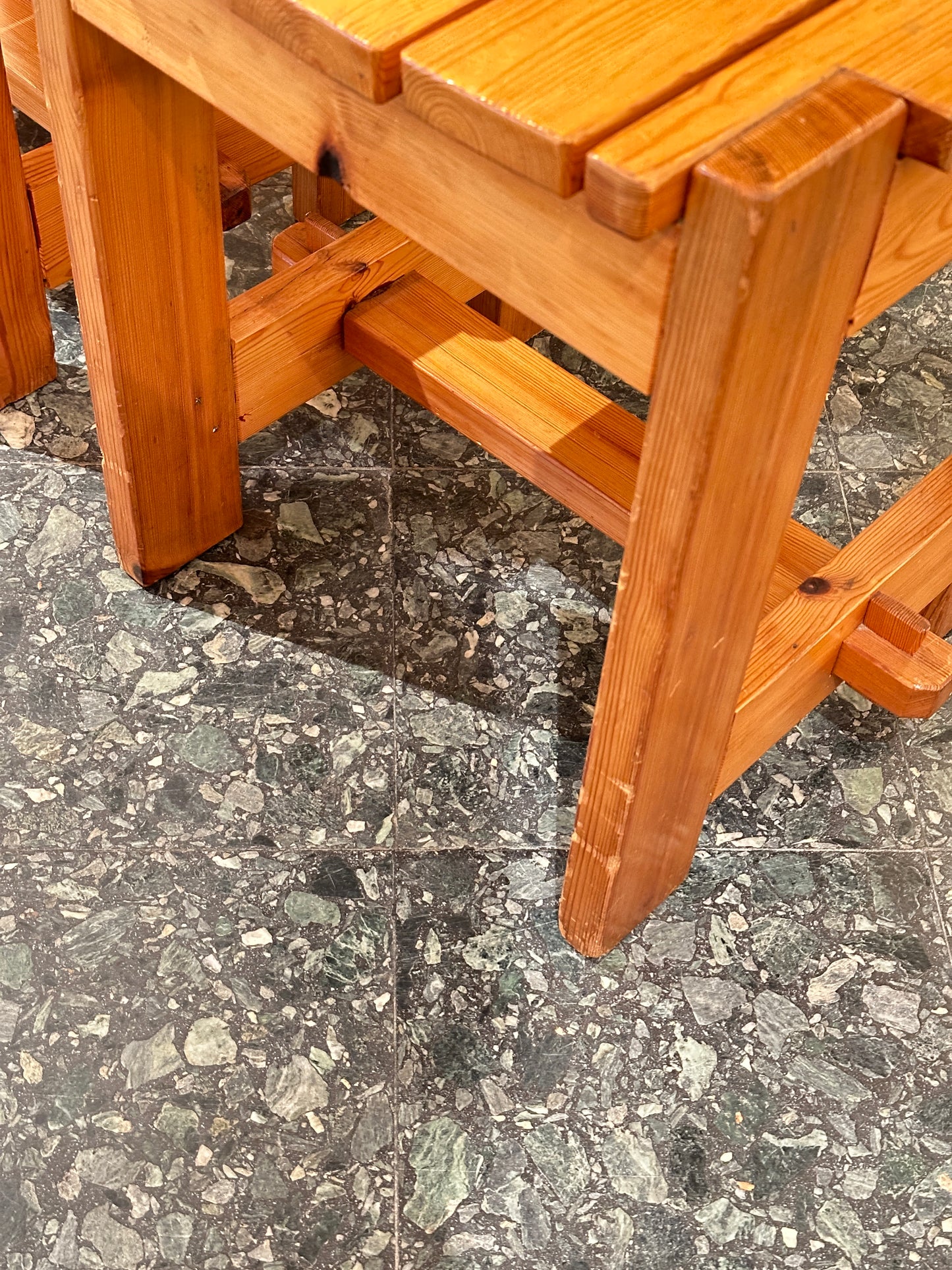 Set Brutalist Swedish Solid Pine Stools