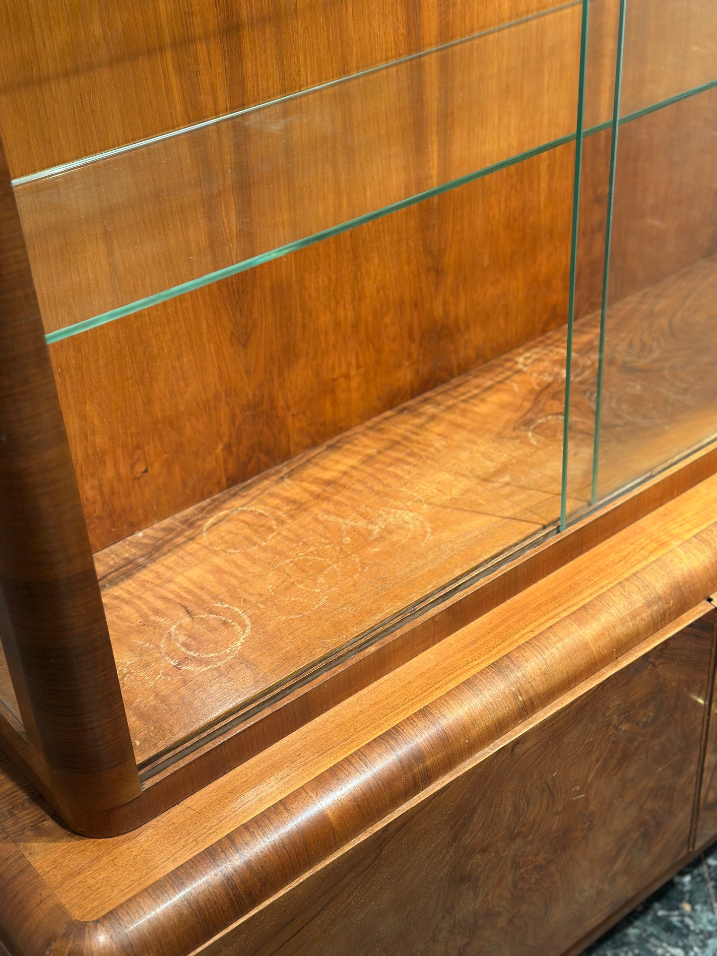 Art Deco Walnut Display Cabinet