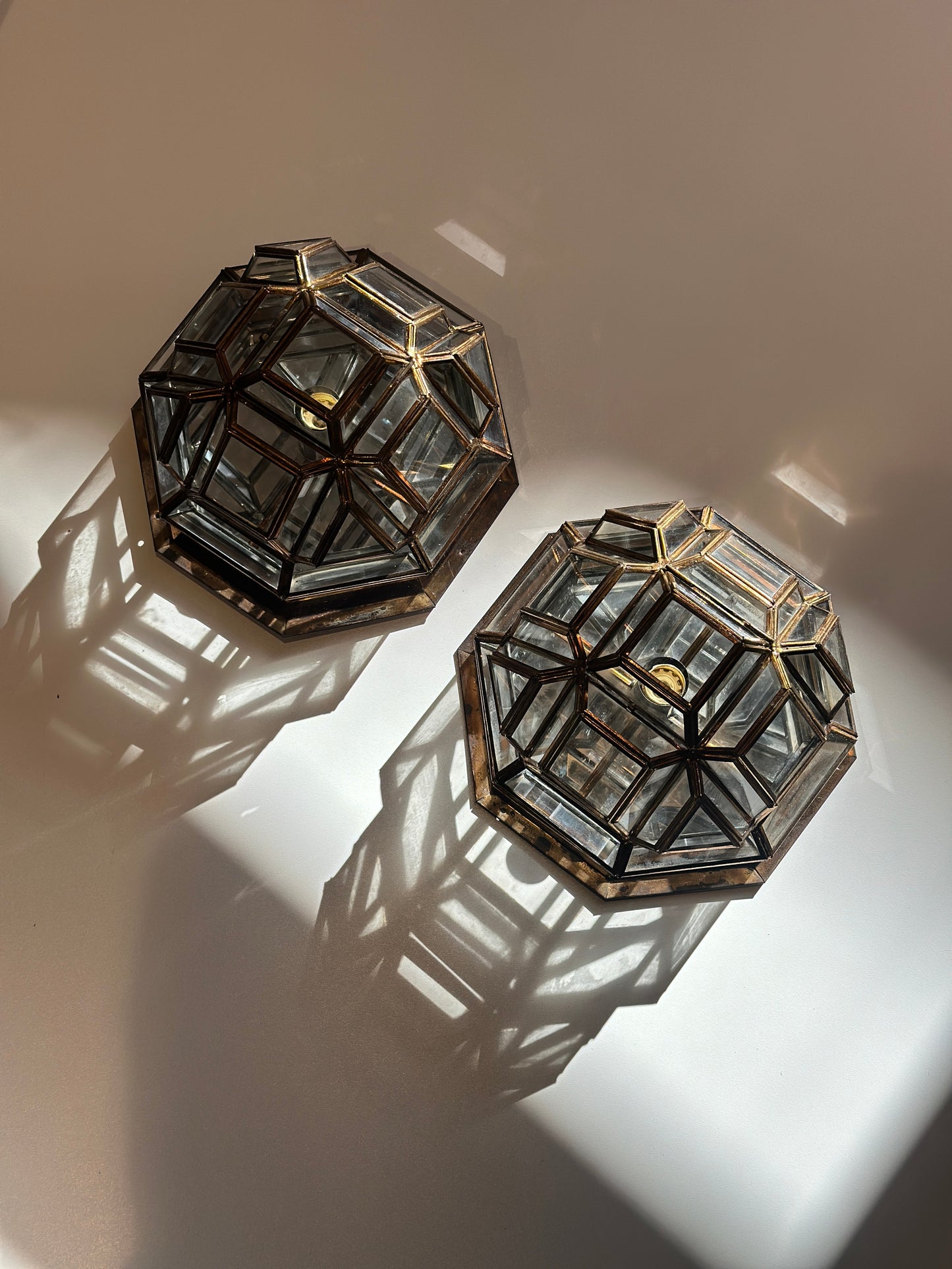 Art Deco Lights in Brass and Glass