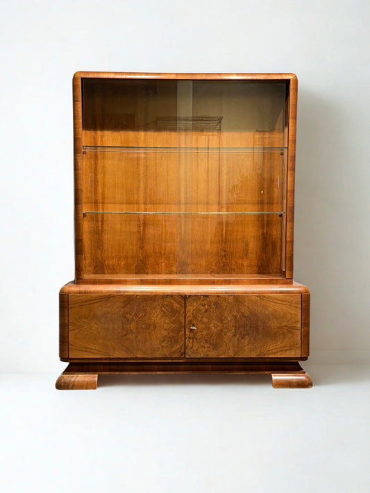 Art Deco Walnut Display Cabinet