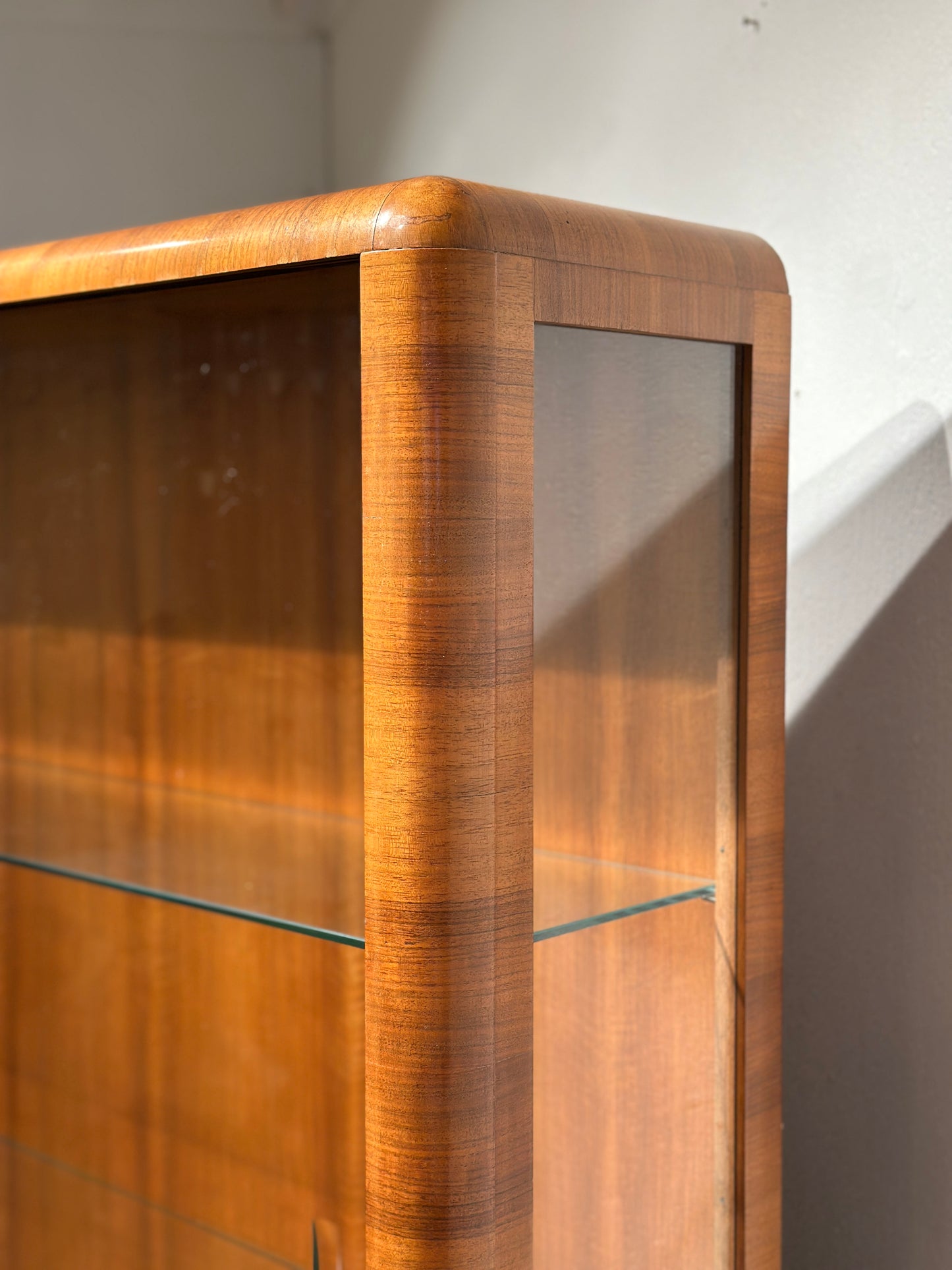 Art Deco Walnut Display Cabinet