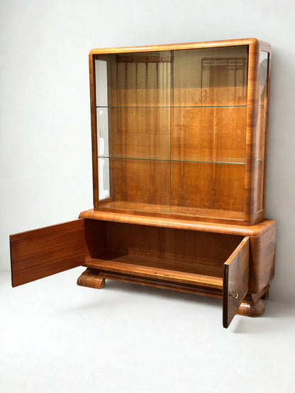 Art Deco Walnut Display Cabinet