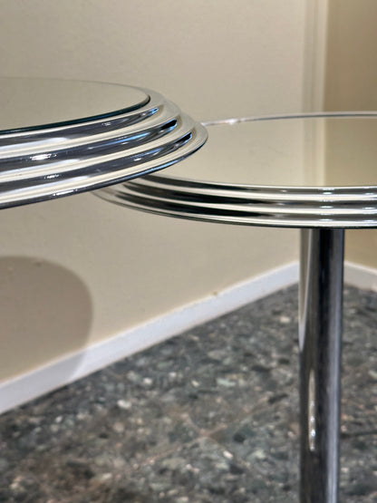 Pair of Chrome Mirrored Sidetables, 1980’s