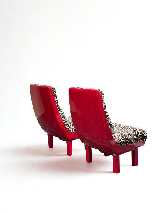 Set Italian Postmodern Leopard Lounge Chairs – 1980