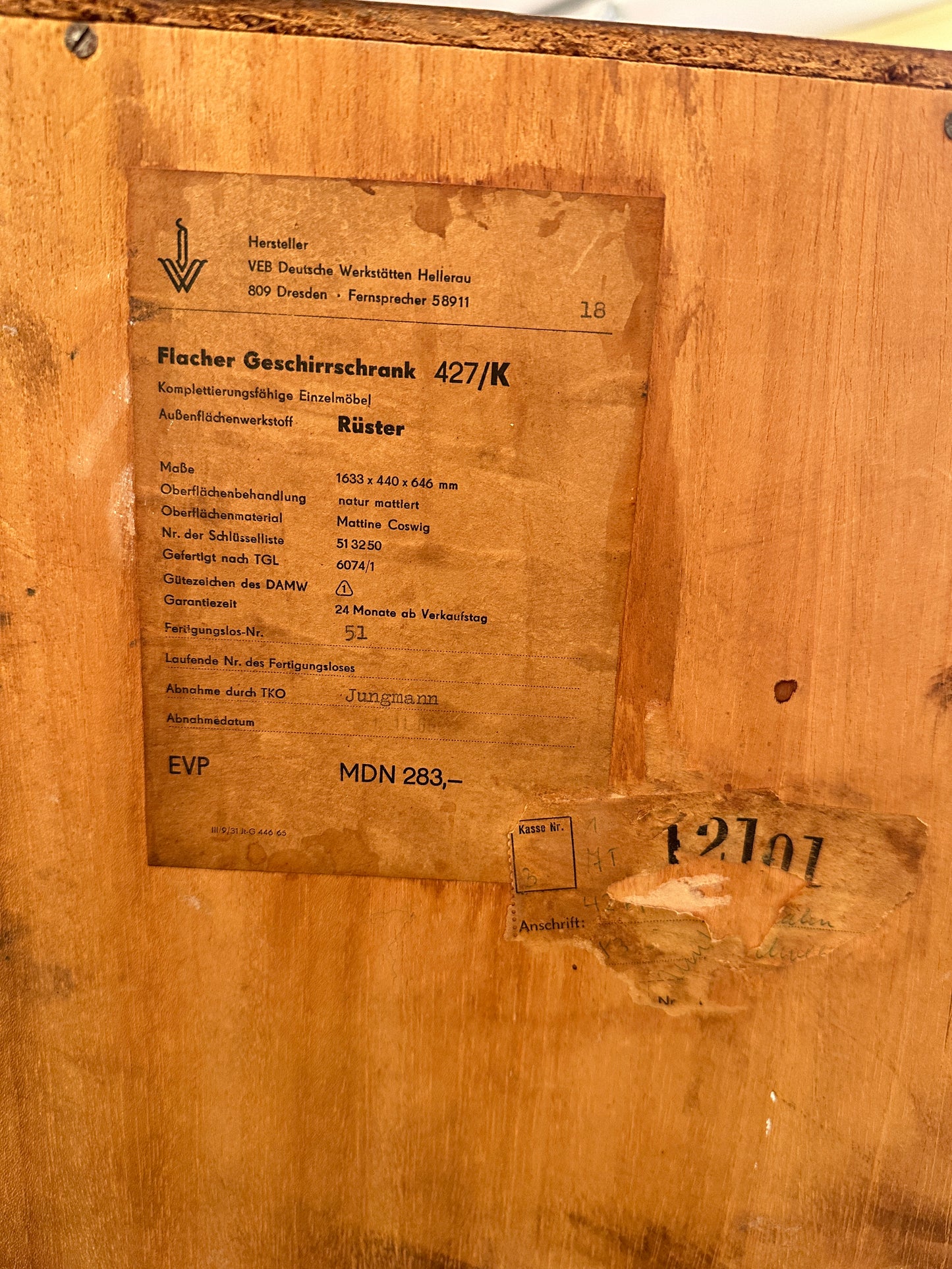 427/K Elm Sideboard for Hellerau