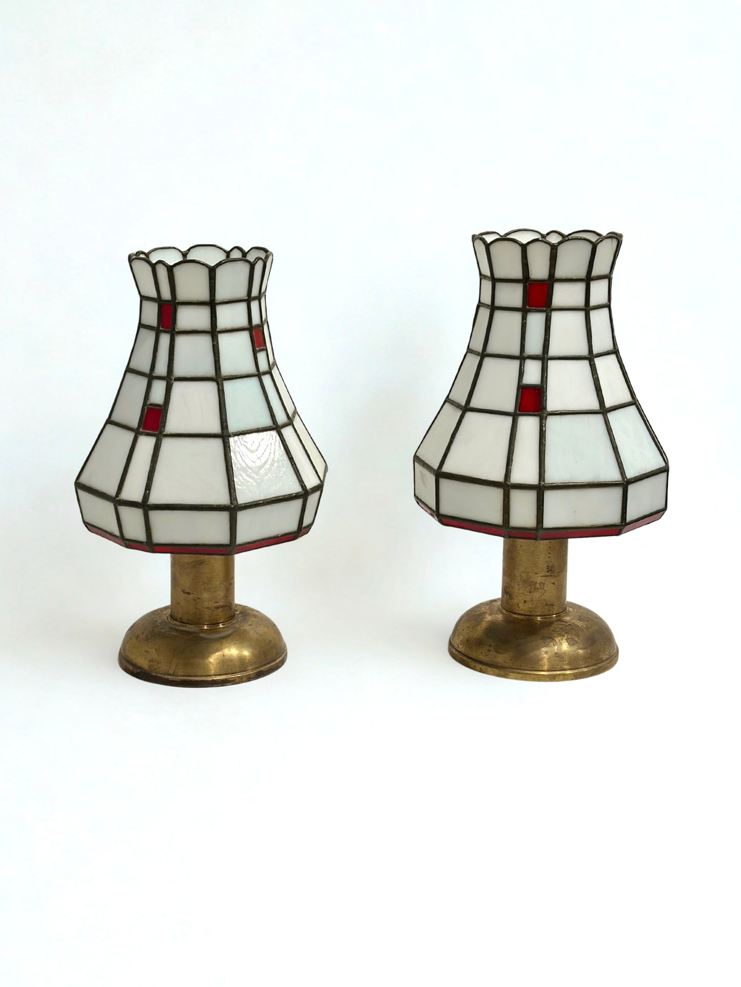 Set Italian Art Deco Stained Glass Table Lamps