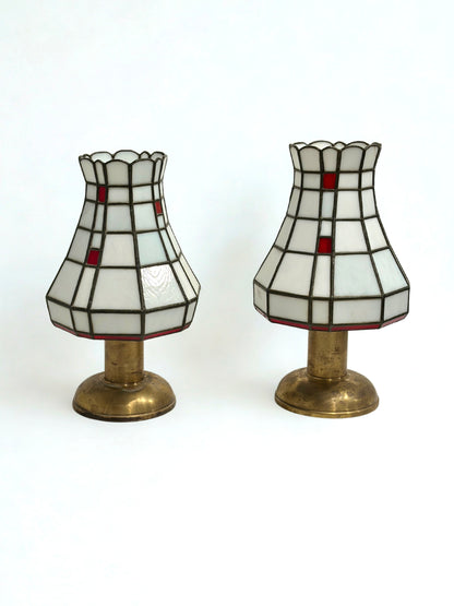 Set Italian Art Deco Stained Glass Table Lamps