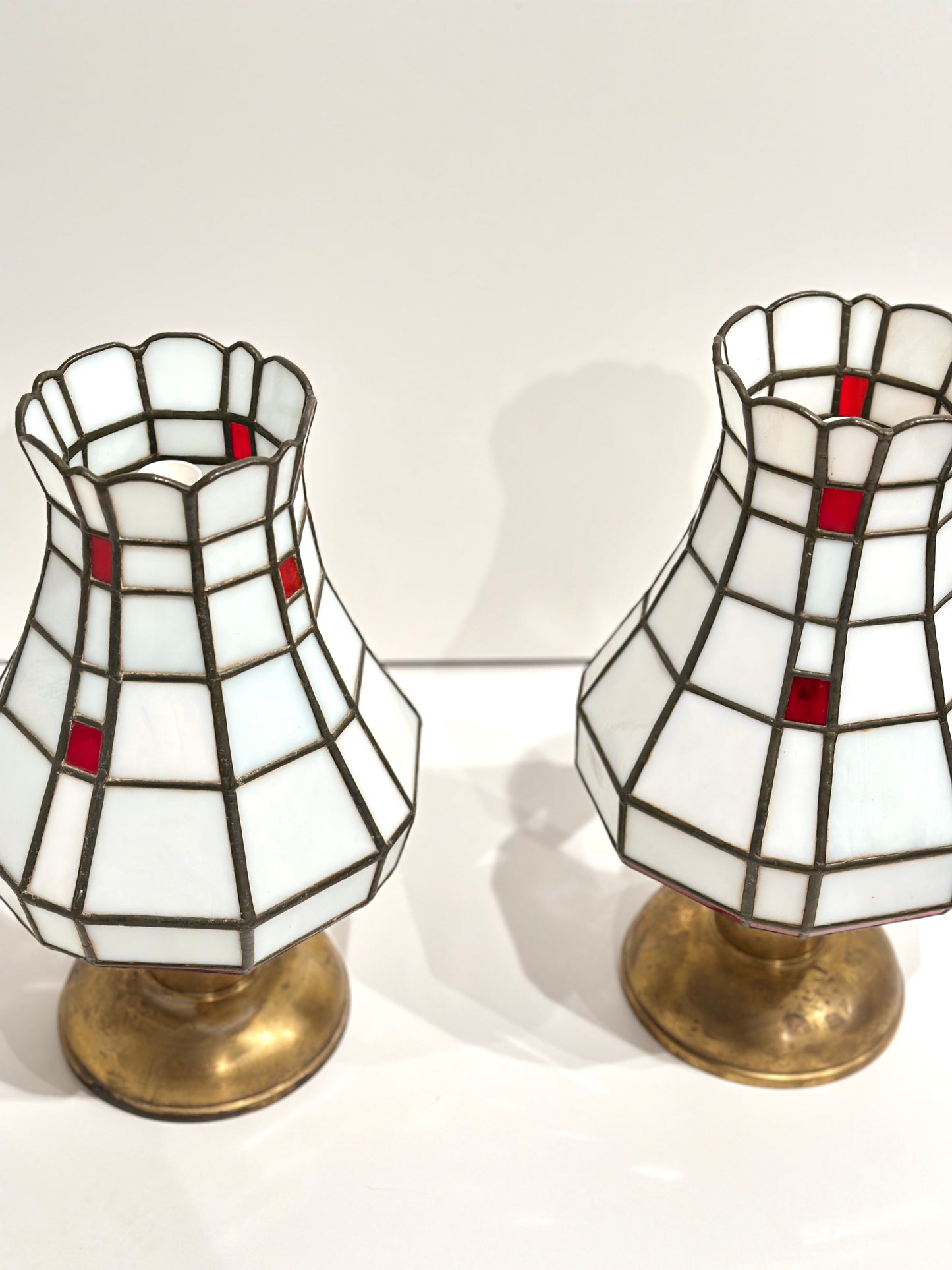 Set Italian Art Deco Stained Glass Table Lamps
