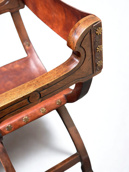 Antique French Savonarola Throne Chair