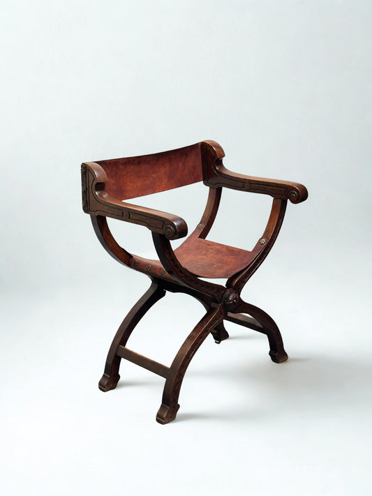 Antique French Savonarola Throne Chair