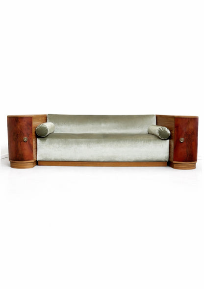 Art Deco Sofa in Green Velvet