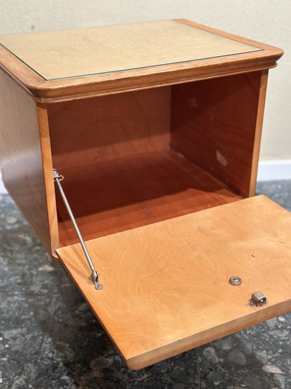 Set Scandinavian Birch Midcentury Art Deco Nightstands