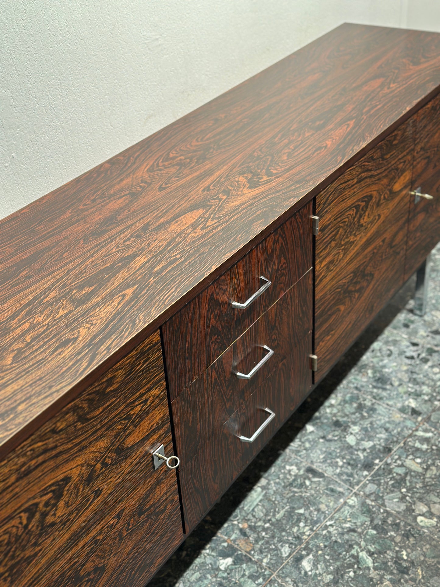 Midcentury Rosewood & Chrome Sideboard