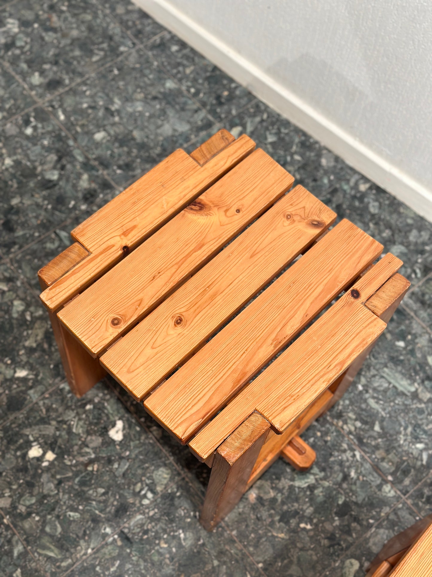 Set Brutalist Swedish Solid Pine Stools
