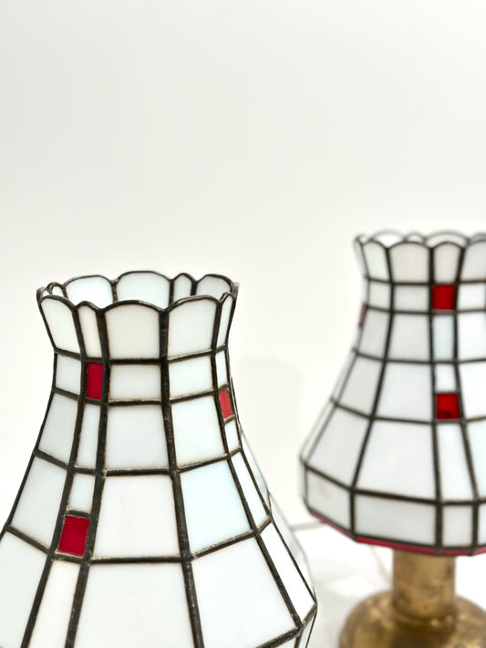Set Italian Art Deco Stained Glass Table Lamps