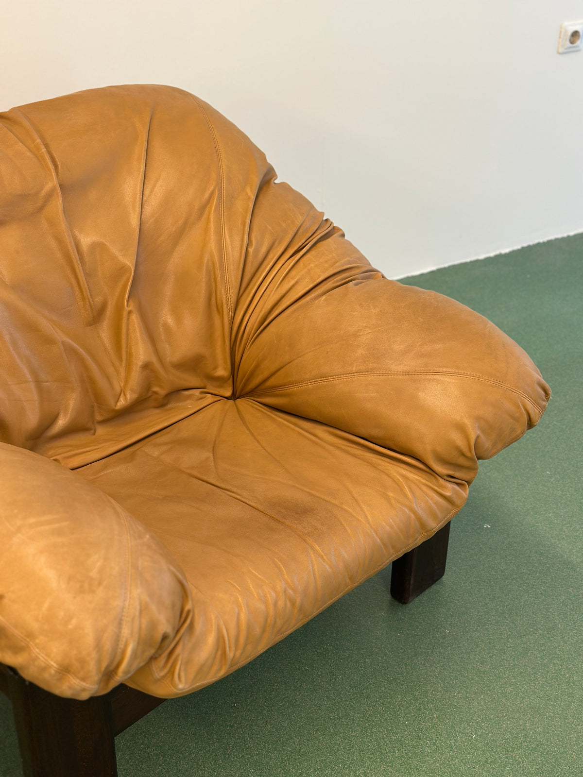 Pair of Brutalist Leather Lounge Chairs, 1960’s