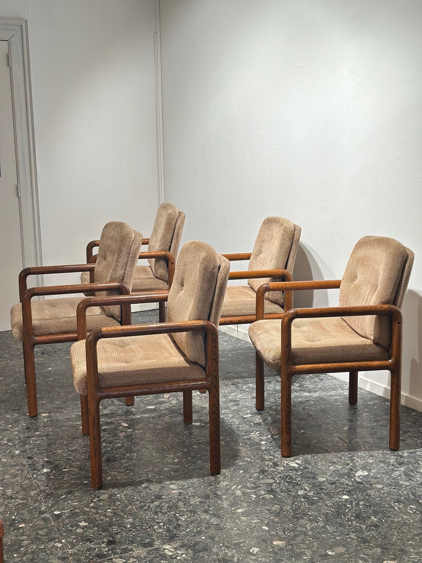 Set of 5 Vintage Dining Chairs – Solid Pine, Organic Design - Lattico