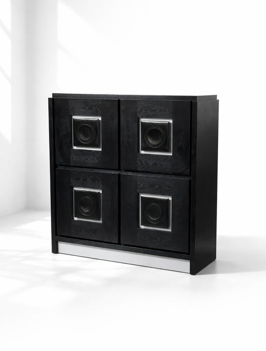 Belgian Brutalist Black Bar Cabinet