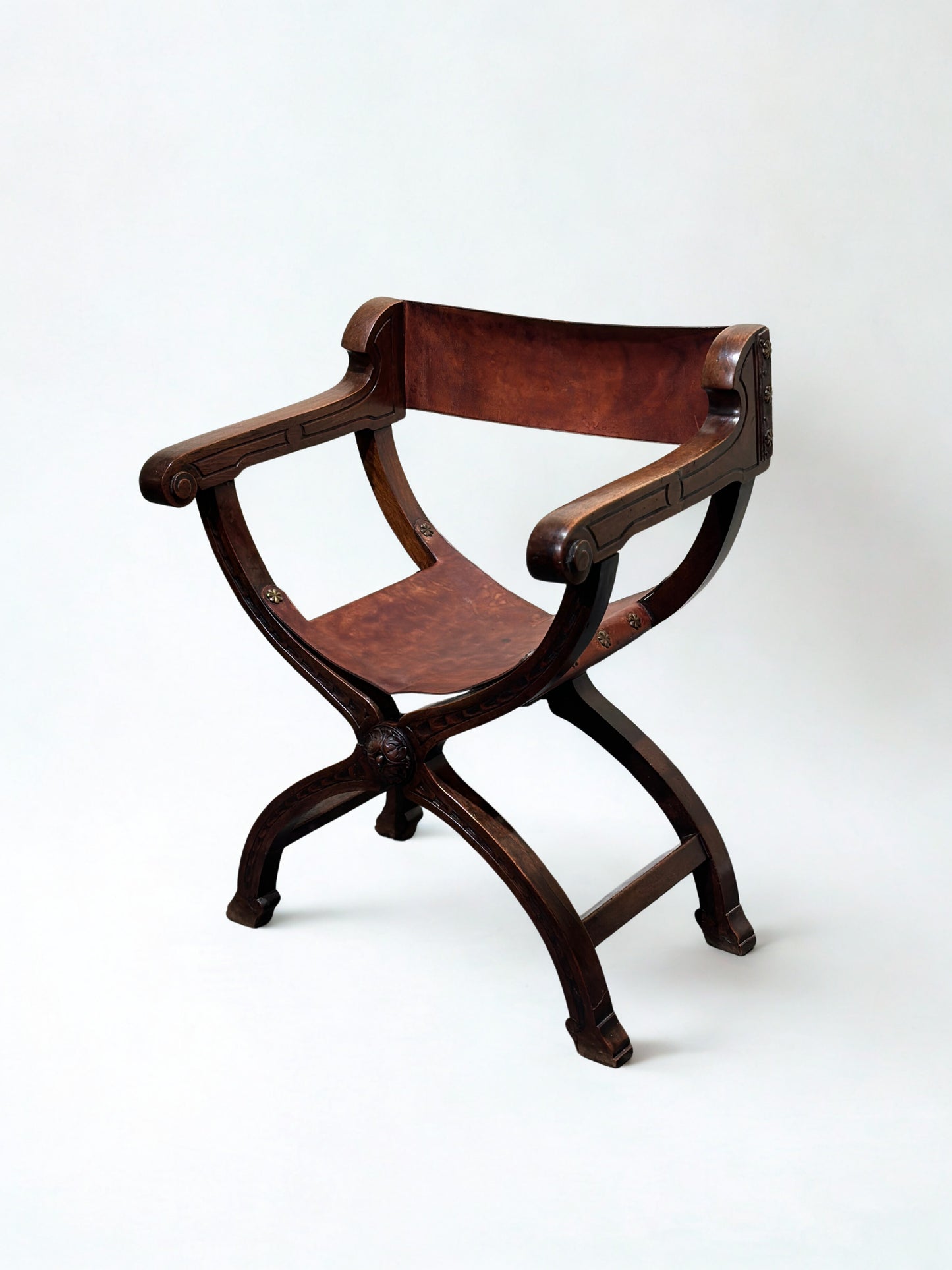 Antique French Savonarola Throne Chair