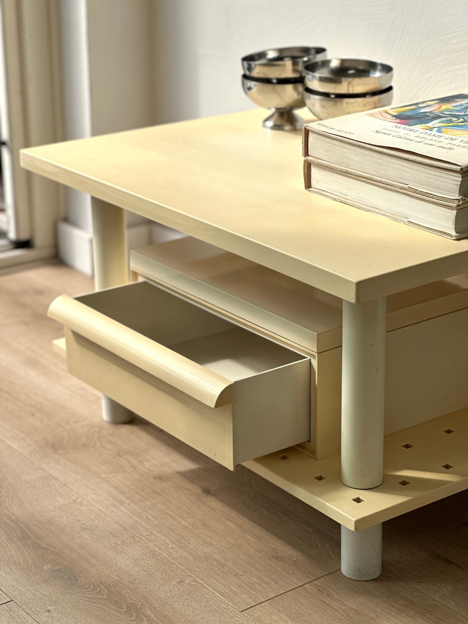 Postmodern Kartell Side Table / Media Cabinet with Drawer – Design by Simon Fussell - Lattico