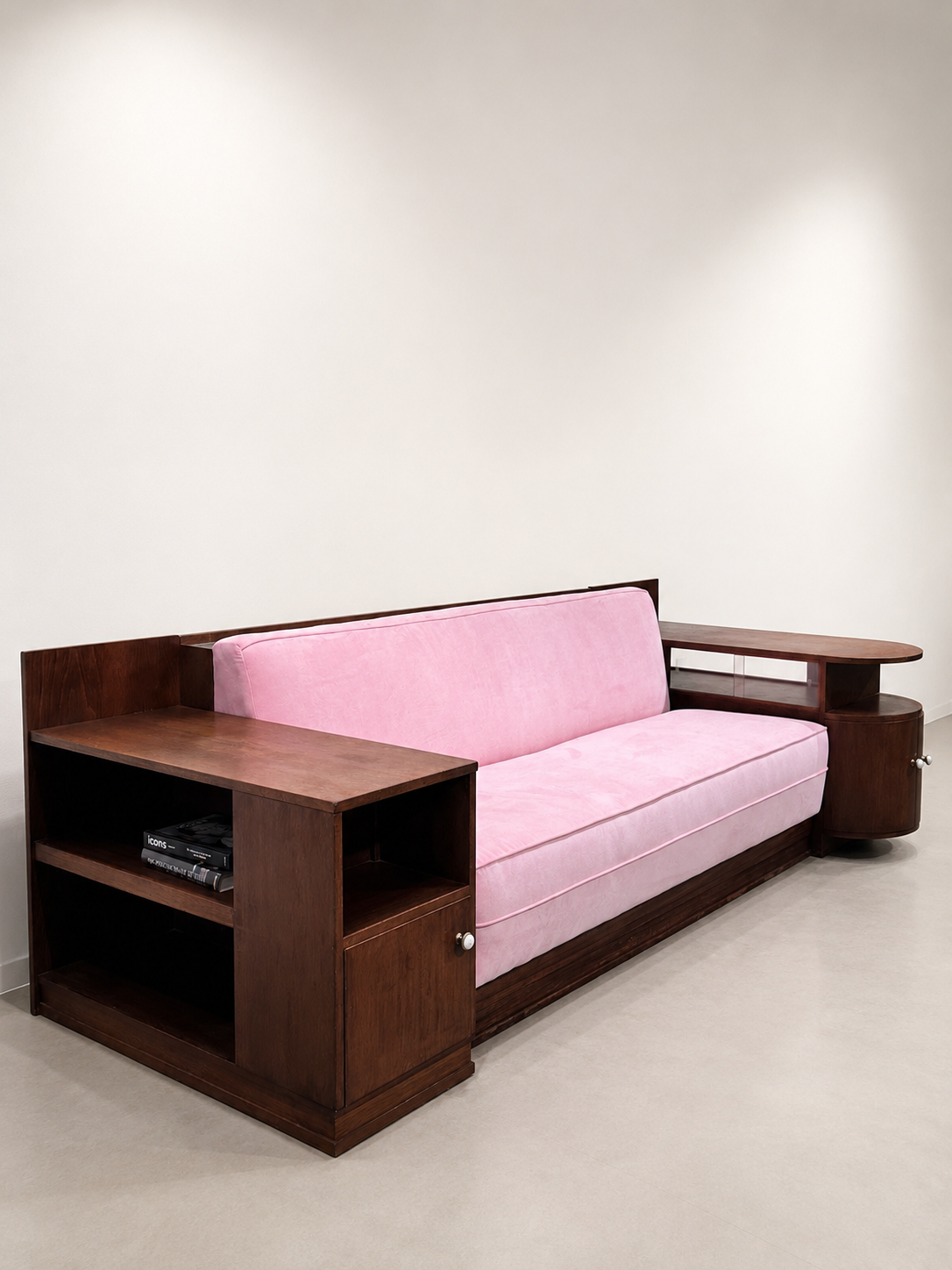 Art Deco Sofa in Blush Pink Velvet, 1930’s