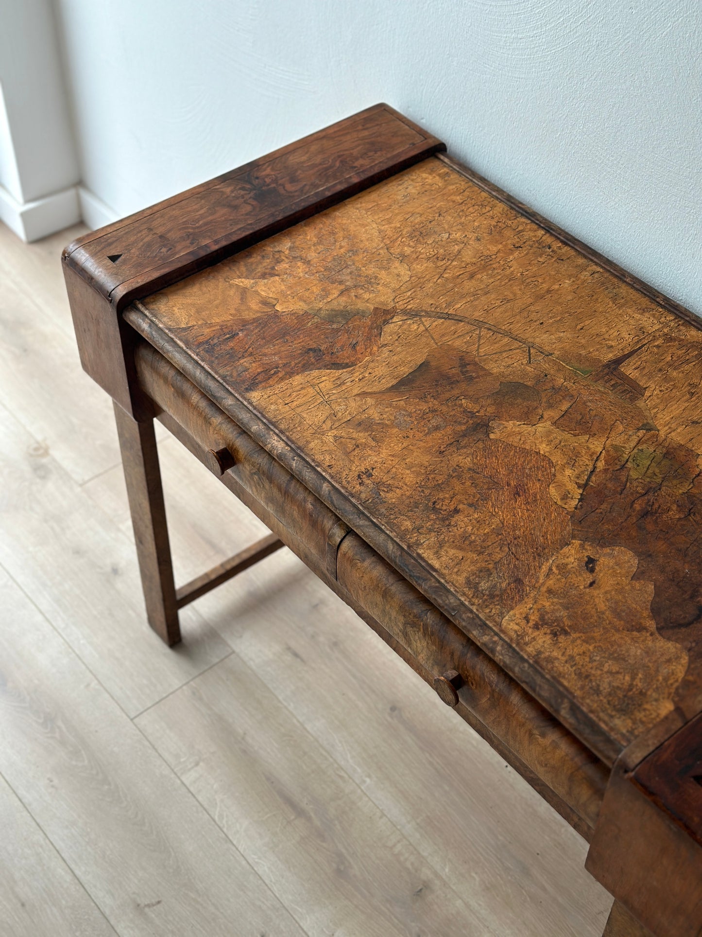 French Art Deco Desk in Burlwood
