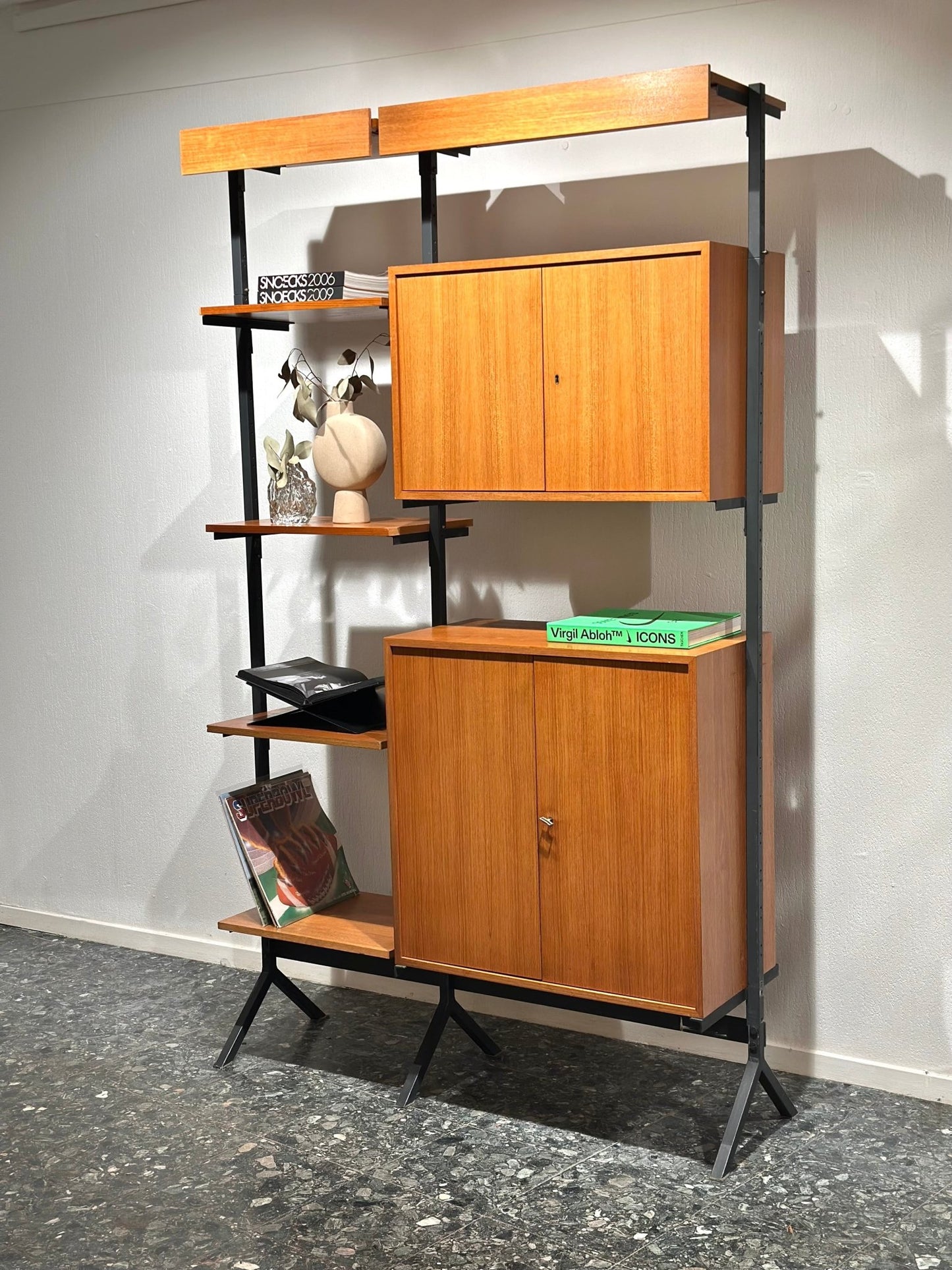 Modular Wall Unit – Teak Veneer & Metal - Lattico