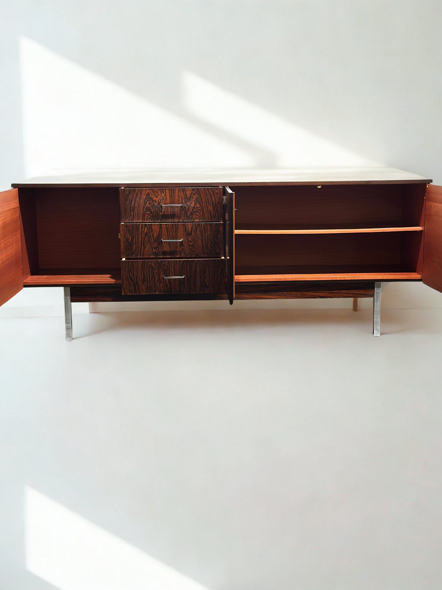Midcentury Rosewood & Chrome Sideboard