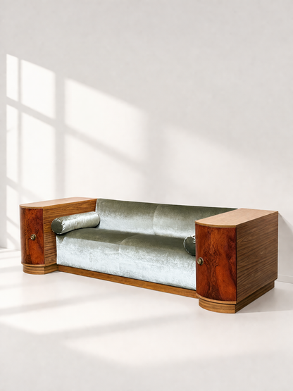 Art Deco Sofa in Green Velvet