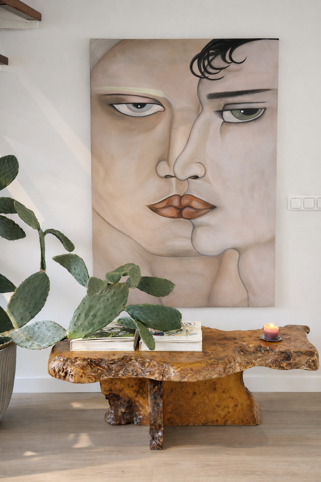 Midcentury Burl Wood Coffee Table