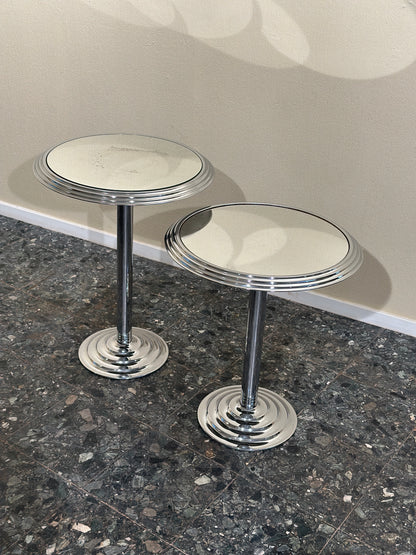 Pair of Chrome Mirrored Sidetables, 1980’s