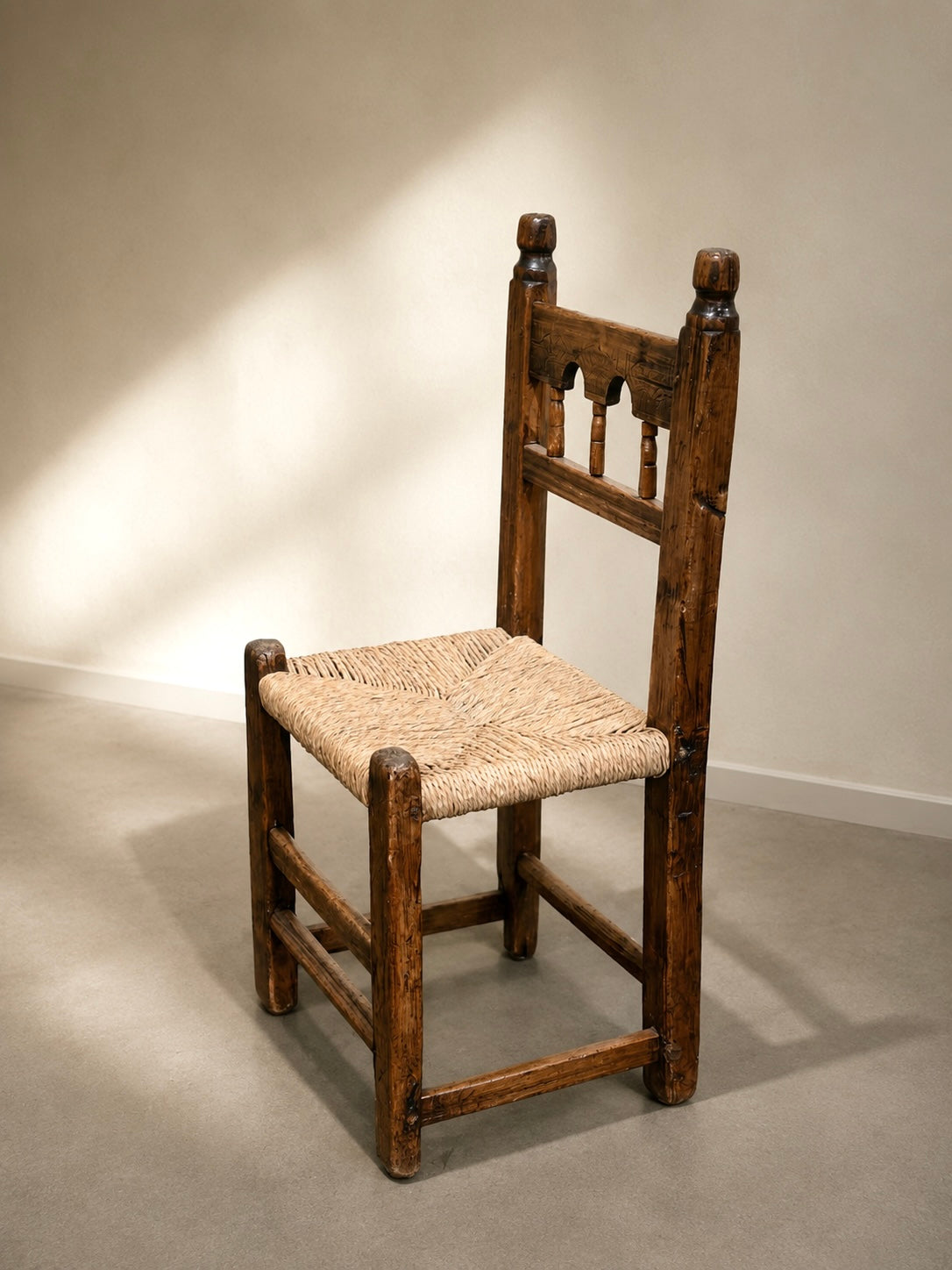 Set of 8 Brutalist Hand Carved Dining Chairs, Spain