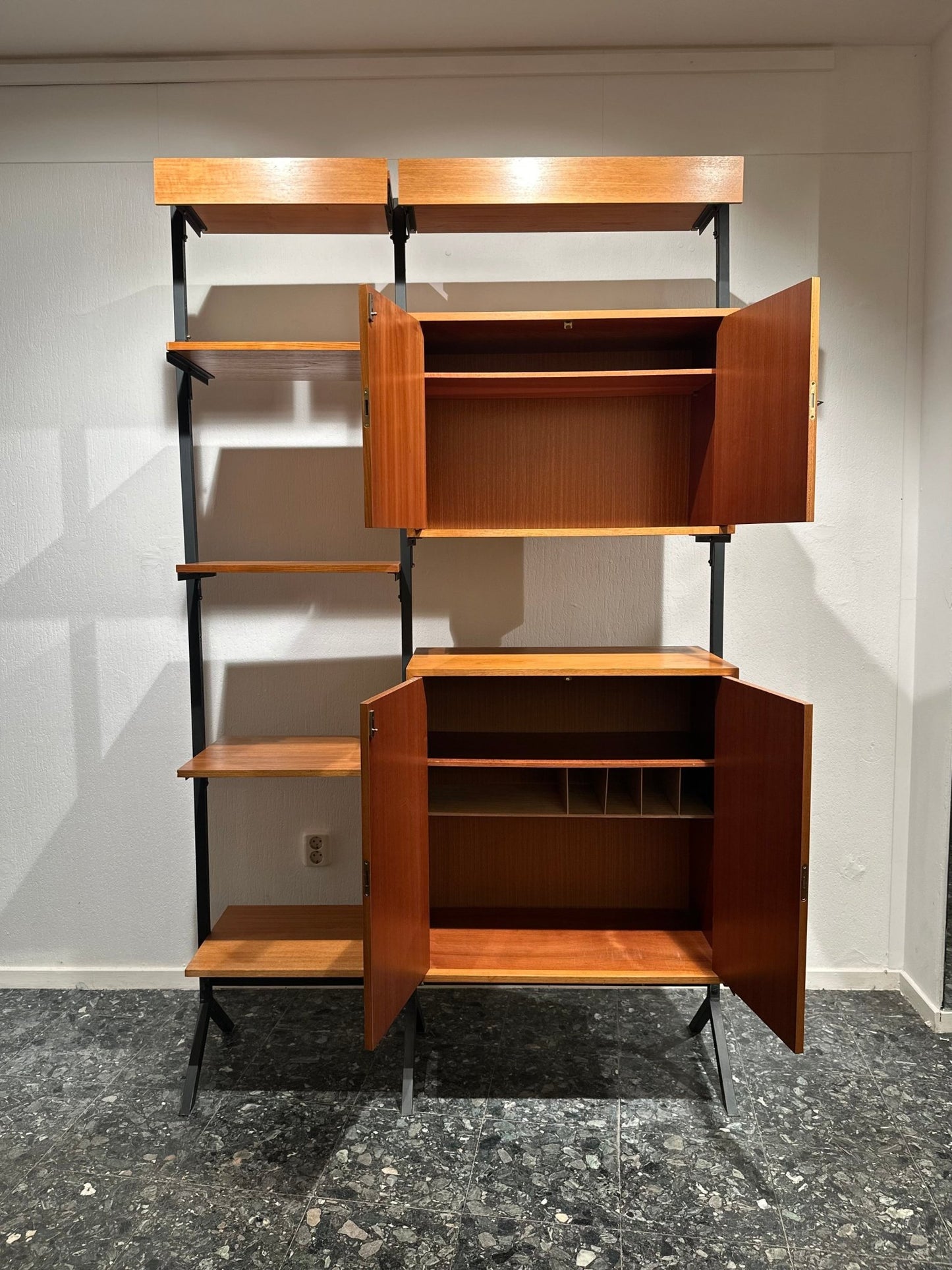 Modular Wall Unit – Teak Veneer & Metal - Lattico