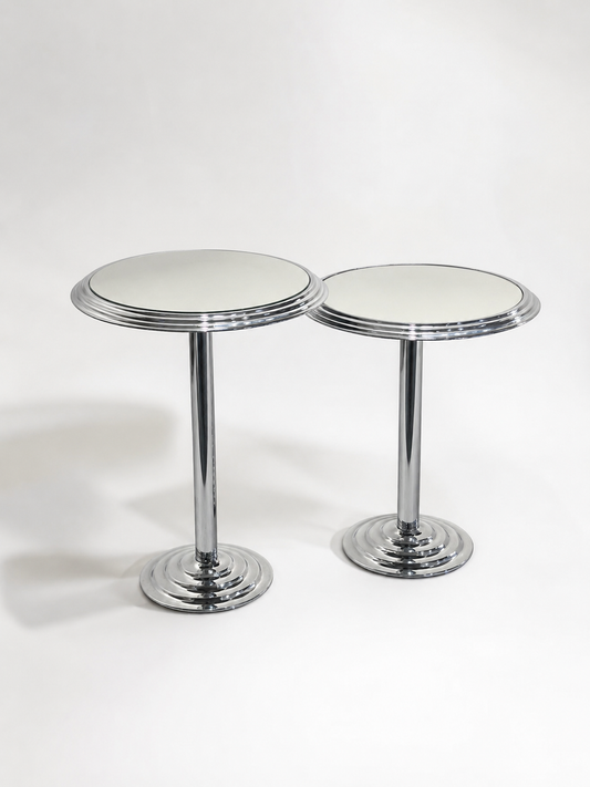 Pair of Chrome Mirrored Sidetables, 1980’s