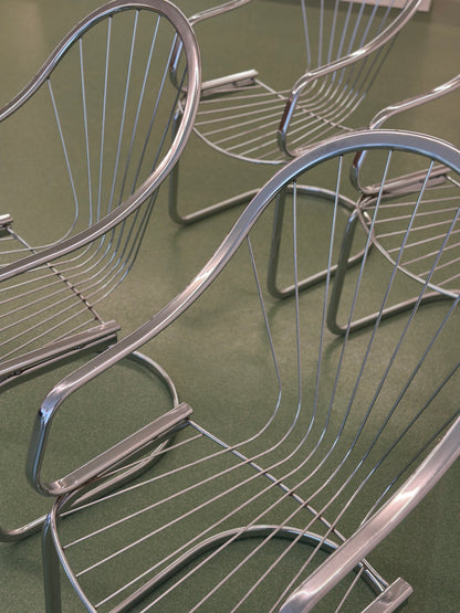 Set of Four Chrome Cantilever Dining Chairs, 1970’s