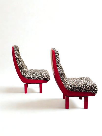Set Italian Postmodern Leopard Lounge Chairs – 1980