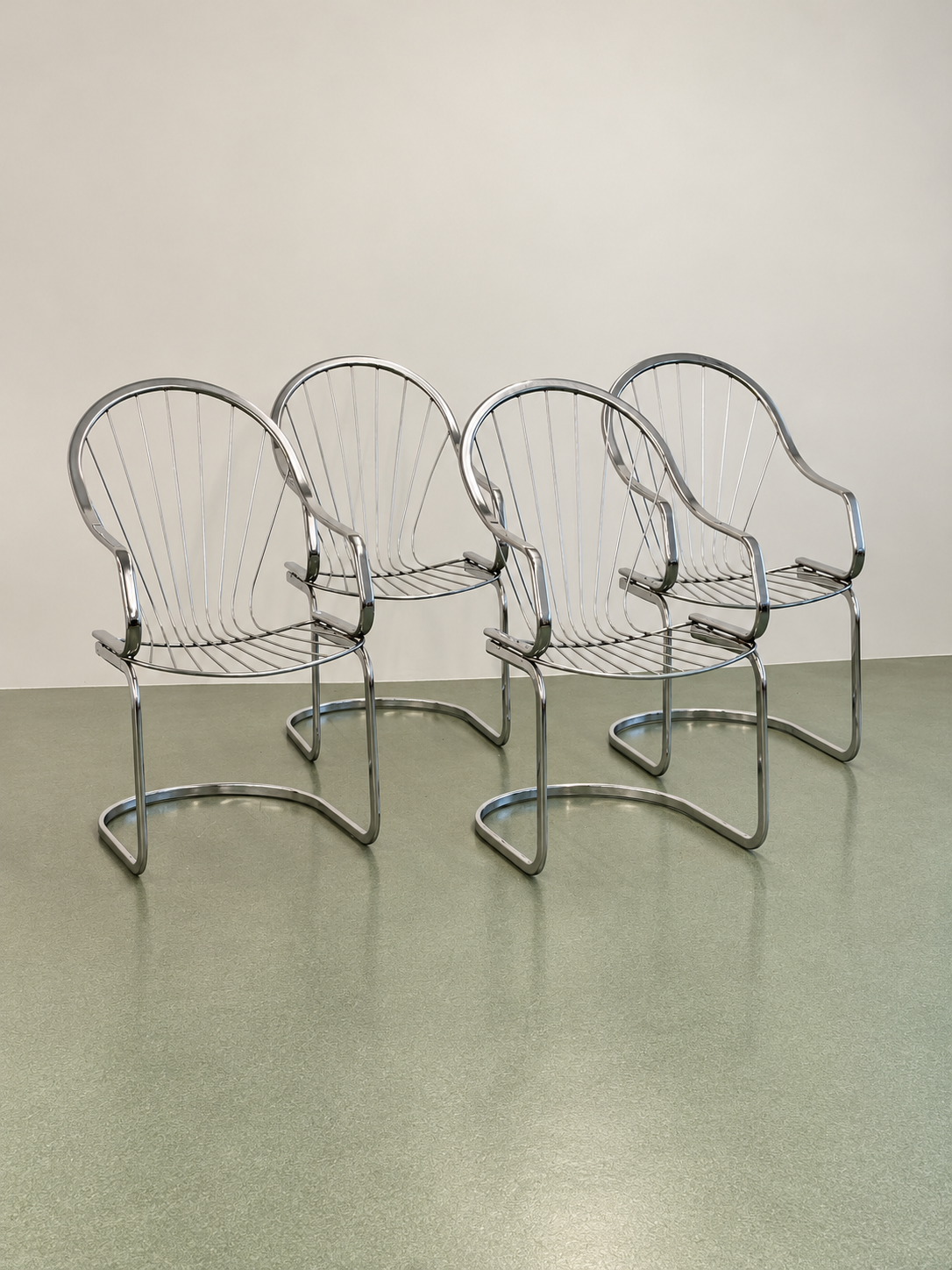 Set of Four Chrome Cantilever Dining Chairs, 1970’s