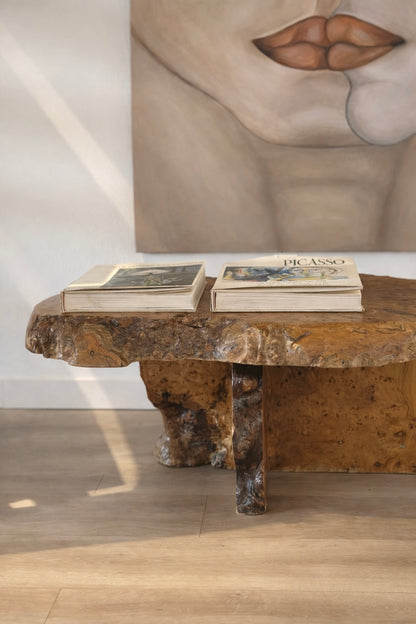 Midcentury Burl Wood Coffee Table