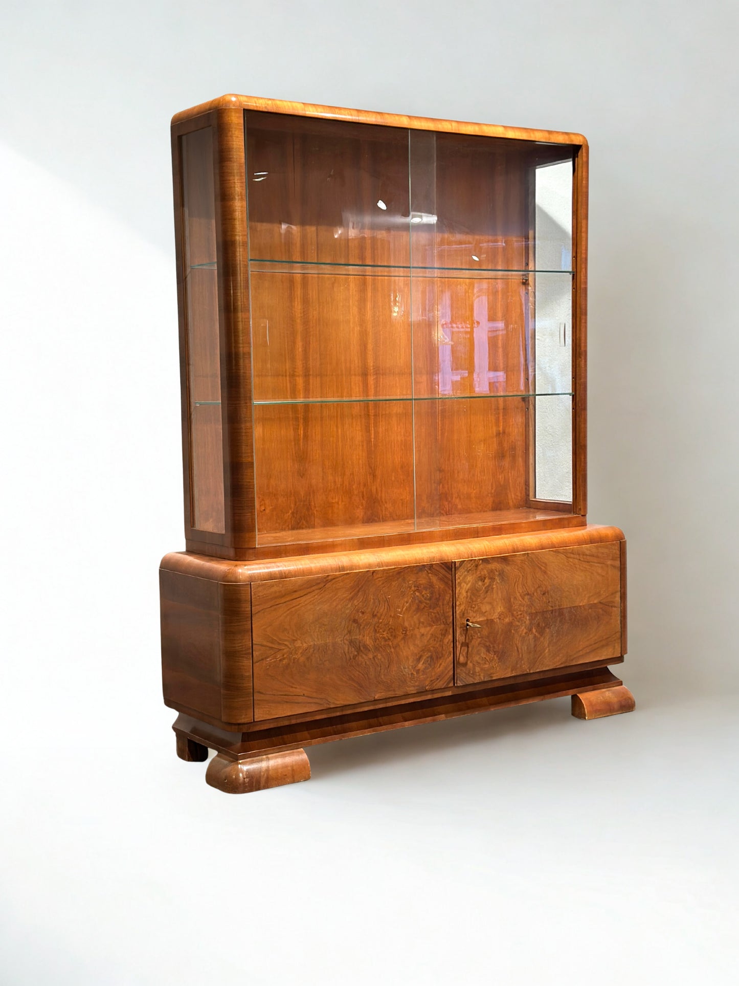 Art Deco Walnut Display Cabinet