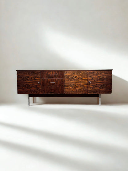 Midcentury Rosewood & Chrome Sideboard