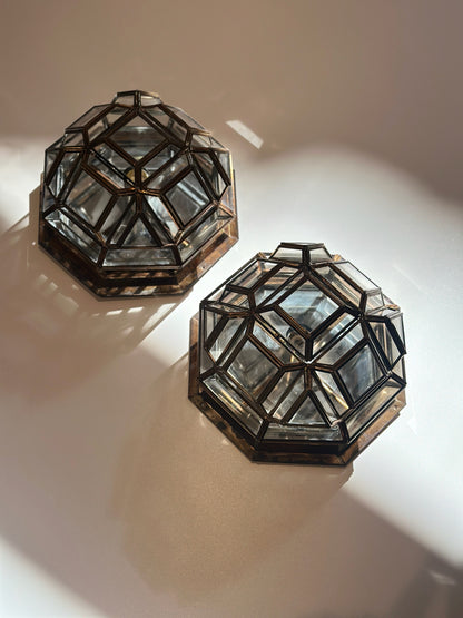 Art Deco Lights in Brass and Glass