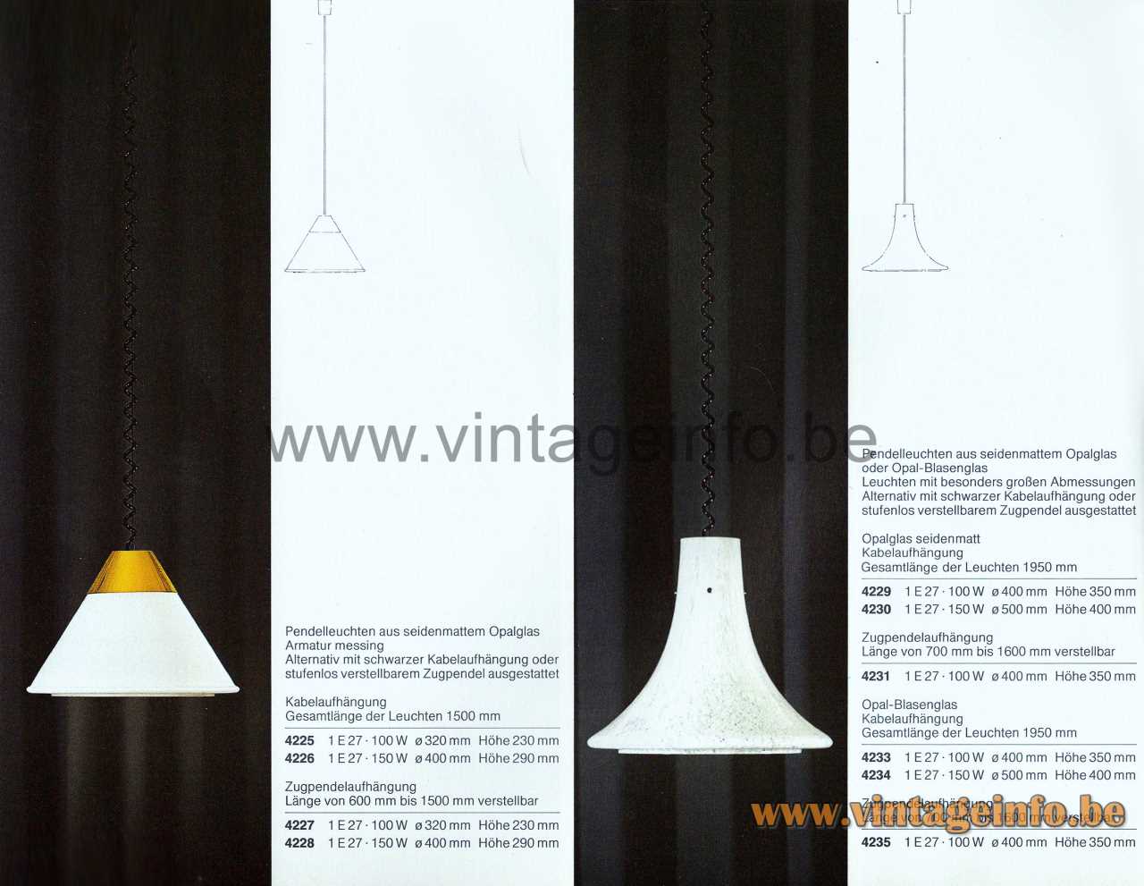 Rare Glashütte Limburg “Trumpet” Pendant Lamp – 1970s