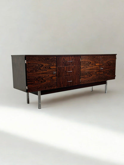 Midcentury Rosewood & Chrome Sideboard