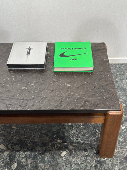 Brutalist Slate and Solid Wood Coffeetable - Lattico