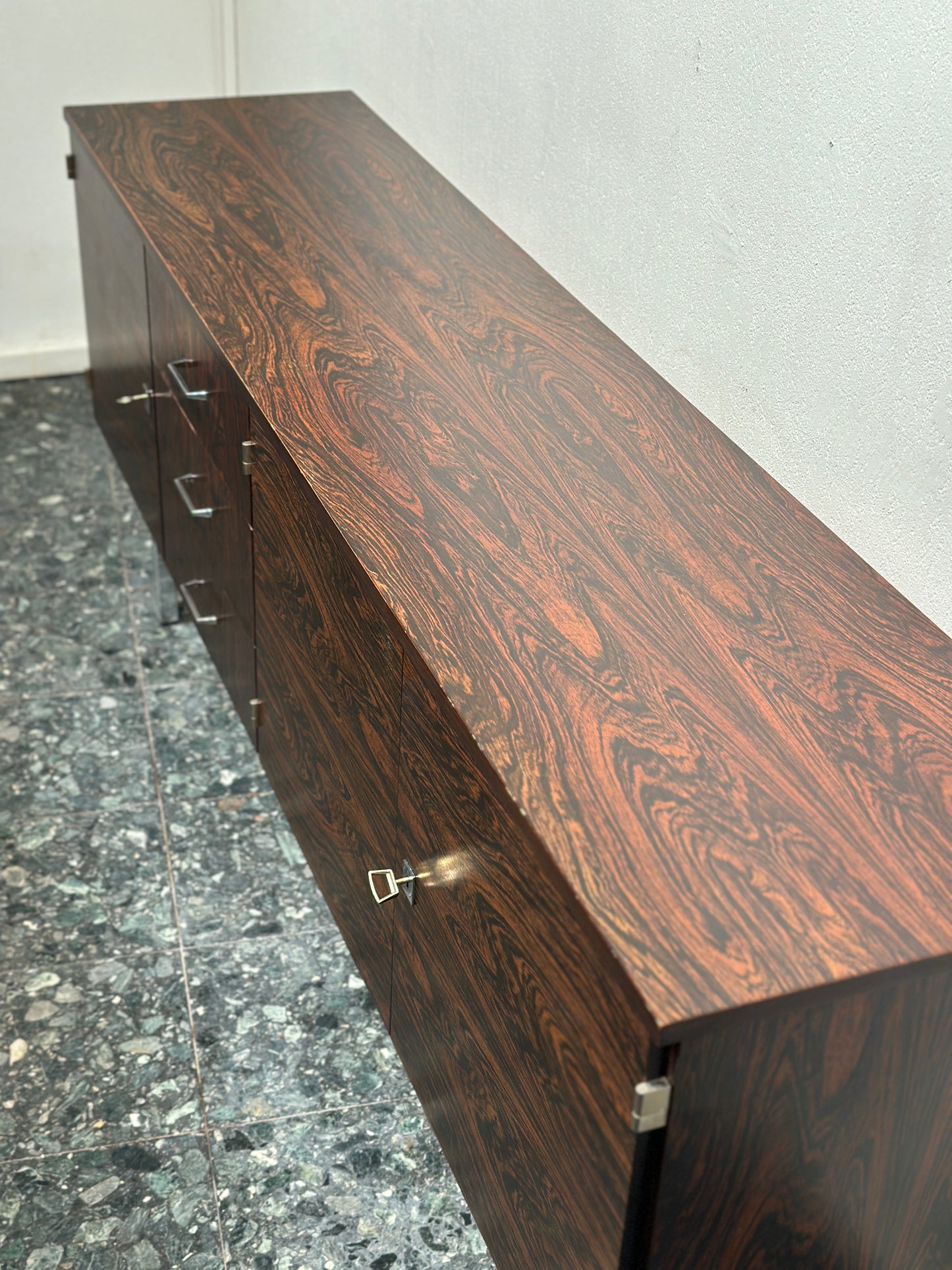 Midcentury Rosewood & Chrome Sideboard