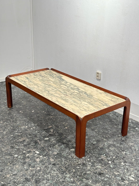 Vintage Italian Marble and Teak Coffeetable - Lattico