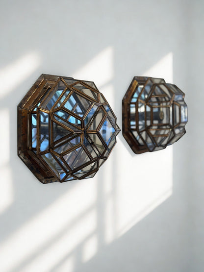 Art Deco Lights in Brass and Glass