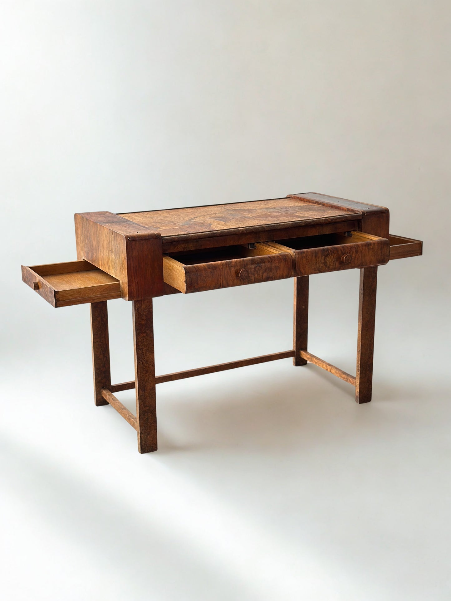 French Art Deco Desk in Burlwood