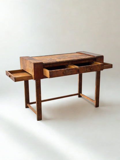 French Art Deco Desk in Burlwood